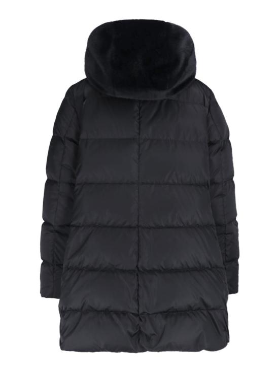 26FW 에르노 새틴 & 뉴 레이디 퍼 A셰이프 다운 자킷 PI001934D 12170Z9300 Black - HERNO