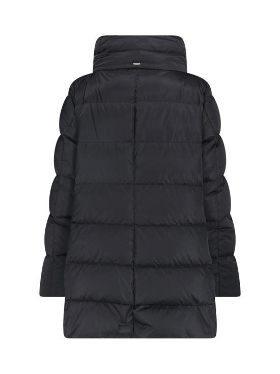 26FW 에르노 새틴 & 뉴 레이디 퍼 A셰이프 다운 자킷 PI001934D 12170Z9300 Black - HERNO