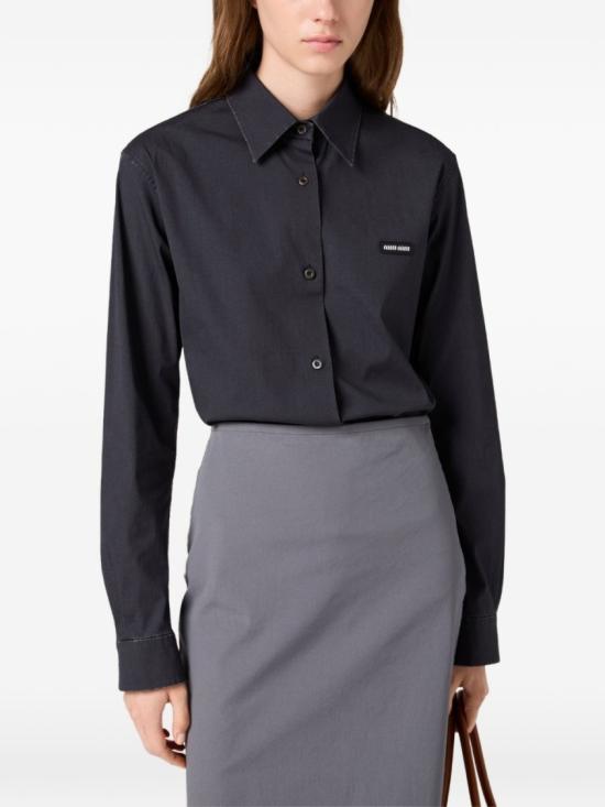 26FW 미우미우 포플린 스트레치 셔츠 포플린 스트레치 셔츠 MK20616472S OOOF0002 Black - MIU MIU