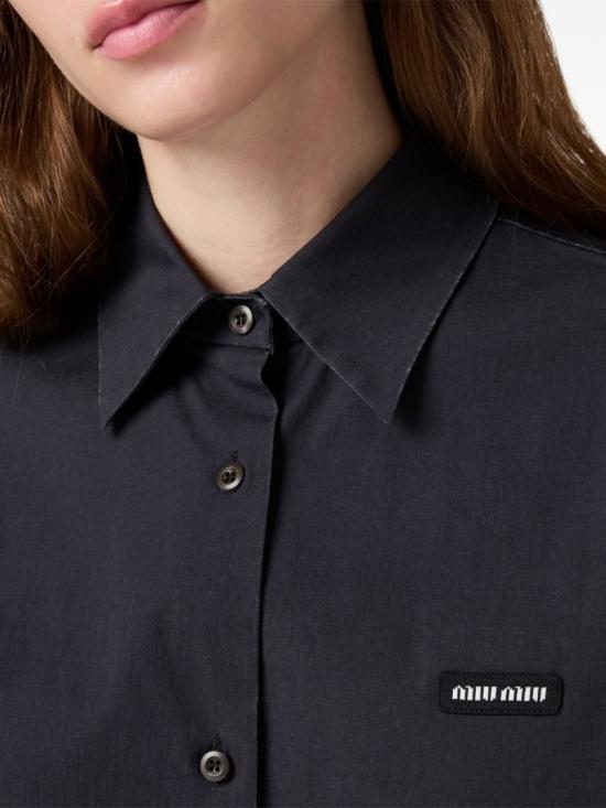 26FW 미우미우 포플린 스트레치 셔츠 포플린 스트레치 셔츠 MK20616472S OOOF0002 Black - MIU MIU