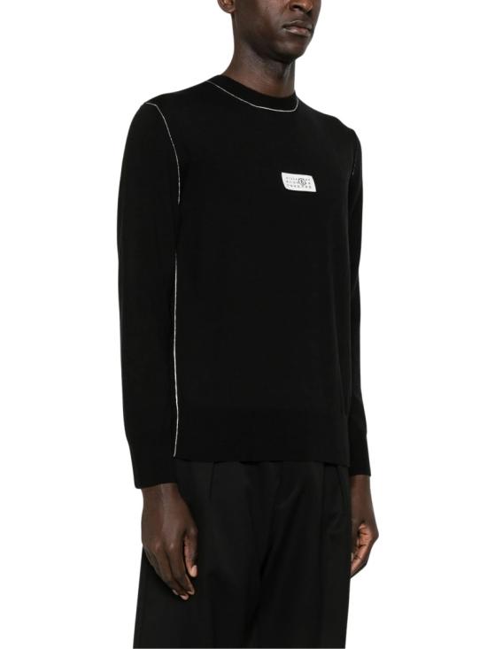 26FW MM6 메종마르지엘라 콘트라스트 스티치 뉴메릭 울 점퍼 SH0HL0017M13037900 Black - MM6 MAISON MARGIELA