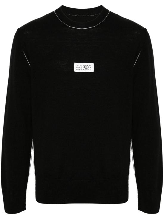 26FW MM6 메종마르지엘라 콘트라스트 스티치 뉴메릭 울 점퍼 SH0HL0017M13037900 Black