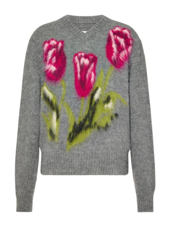 26FW 마르지엘라 플라워 울 V넥 스웨터 플라워 울 V넥 스웨터 S51HN0013M13322001J Grey
