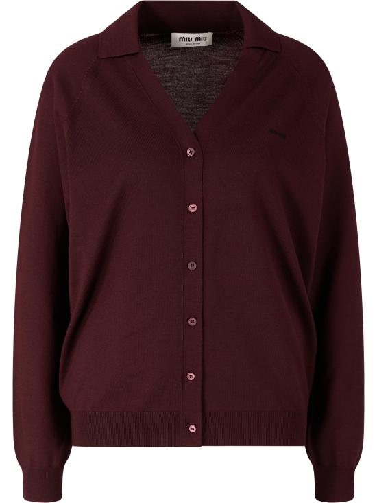 26FW 미우미우 남성 울 니트 가디건 MASTER ULT 009752 AMARANTE 40 BURGUNDY