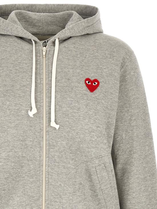26FW 꼼데가르송 플레이 레드 하트 후드 집업 AXT1680511 Gray - COMME DES GARCONS
