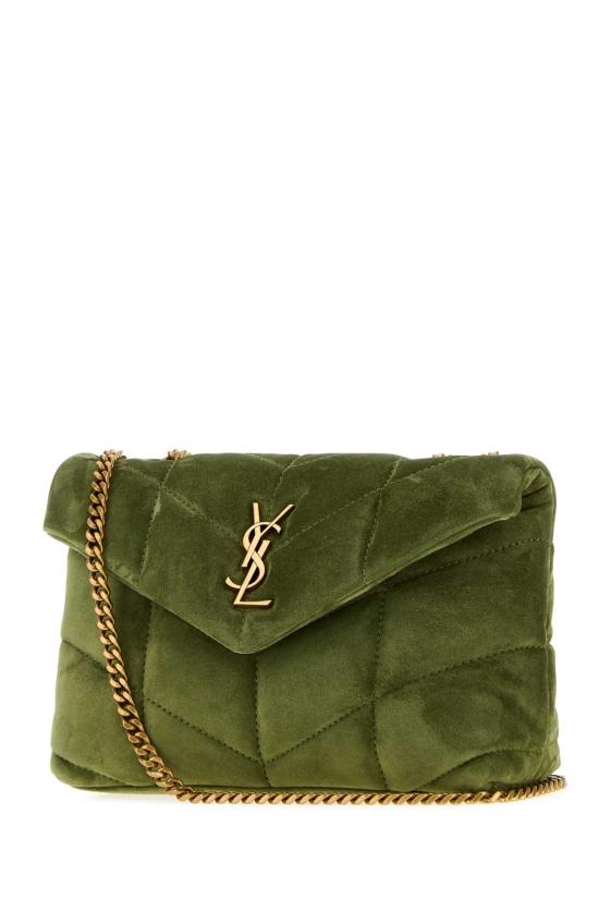 26FW 생로랑 토이 푸퍼 스웨이드 숄더백 7593371U807 3353 Green - SAINT LAURENT