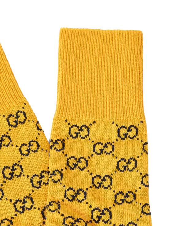 26FW 구찌 인터로킹 GG 로고 코튼 양말 인터로킹 GG 로고 코튼 양말 6632774G0567100 Yellow - GUCCI