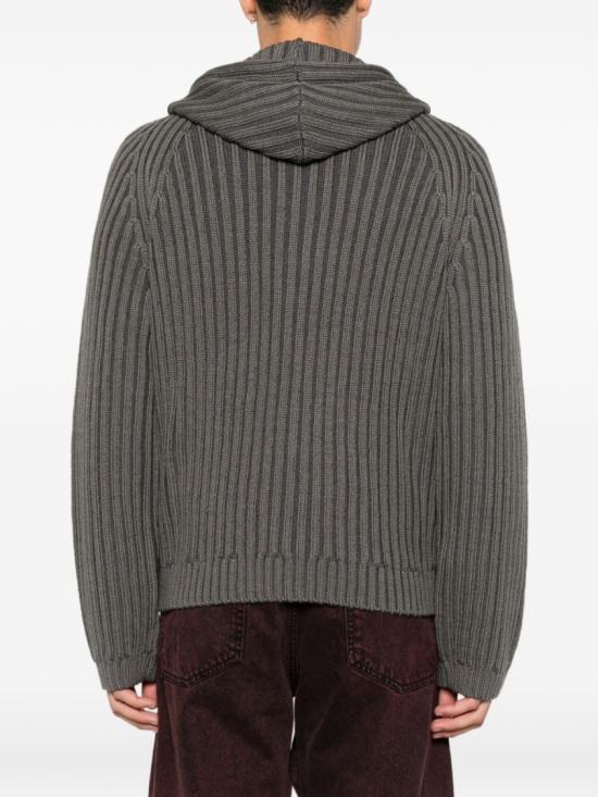 26FW 아워레가시 레벨 리브드 니트 후드 집업 레벨 리브드 니트 후드 집업 M4263LSSAGE STRIPE DRY MERINO WOOL Grey - OUR LEGACY