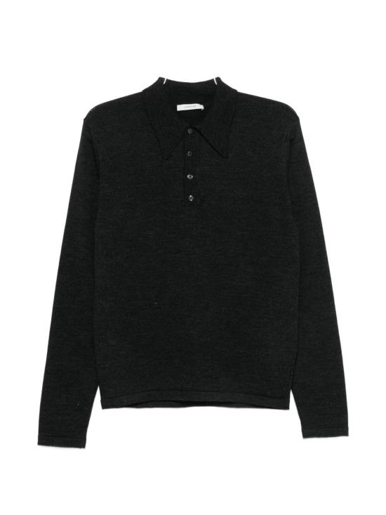 26FW 르메르 파인 물리네 메리노 울 롱슬리브 폴로 스웨터 TS0031 LK1072998 BLACK