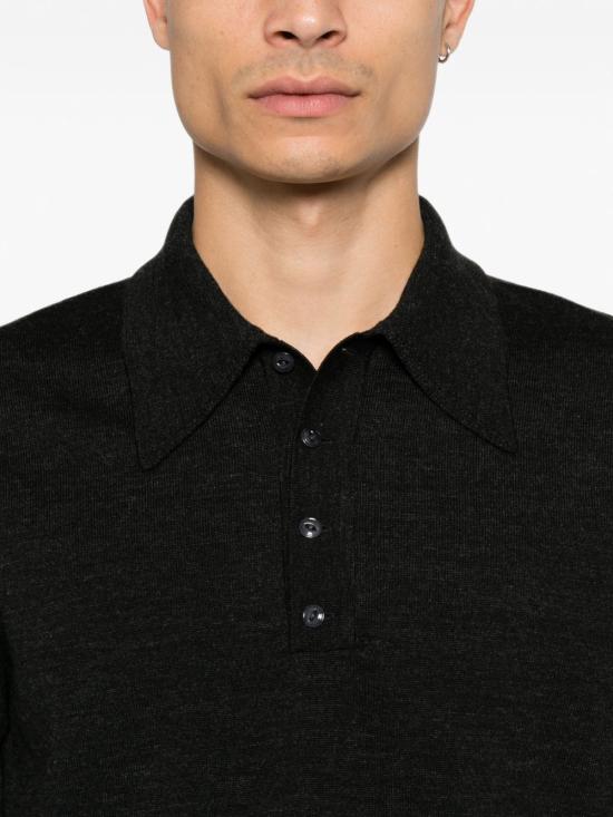 26FW 르메르 파인 물리네 메리노 울 롱슬리브 폴로 스웨터 TS0031 LK1072998 BLACK - LEMAIRE
