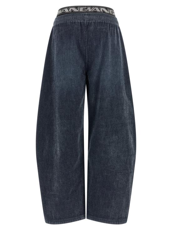 26FW 알렉산더 왕 데님 팬츠 신축성 있는 허리밴드가 있는 검정색 데님 팬츠 - ALEXANDER WANG