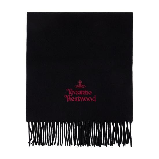 26FW 비비안웨스트우드 자수 로고 머플러 81030007 W00Q7 AAC N401 BLACK