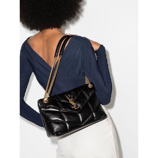  생로랑 루루 푸퍼 스몰 체인 백 577476 1EL07 1000 BLACK DOM - SAINT LAURENT