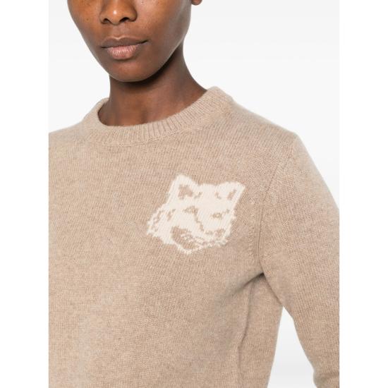 26FW 메종키츠네 폭스 헤드 인타르시아 메리노 스웨터 NW00808KM0329 TAMEB NEUTRALS - MAISON KITSUNE