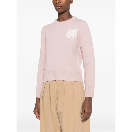 26FW 메종키츠네 폭스 헤드 인타르시아 메리노 스웨터 NW00808KM0329 MPIEC PINK - MAISON KITSUNE