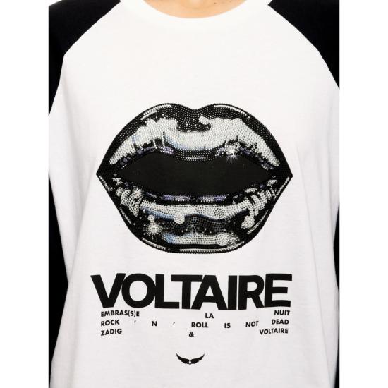 26FW 자딕앤볼테르 탑 JWTS02926 WHITE WHITE BLACK - ZADIG & VOLTAIRE