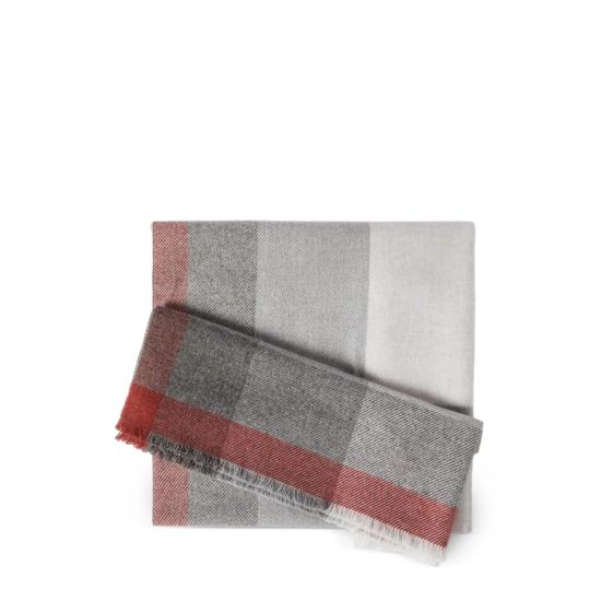 26FW 브루넬로 쿠치넬리 울&캐시미어 트윌 체크 스카프 MSC666AG CPZ03 WHITE GREY