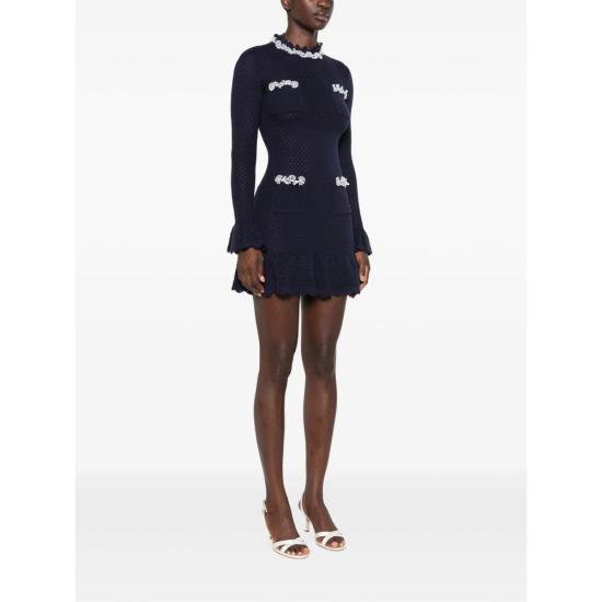 26FW 셀프 포트레이트 미디 원피스 AW26 085SA N NAVY BLUE - SELF PORTRAIT