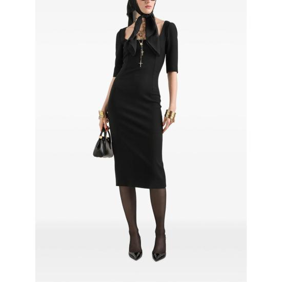 26FW 돌체앤가바나 롱 원피스 F623GT FU2L8 N0000 BLACK - DOLCE & GABBANA