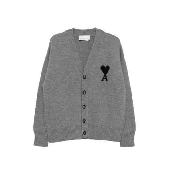 26FW 아미 하트 로고 인타르시아 V넥 가디건 UKC367 018 A273 GREY