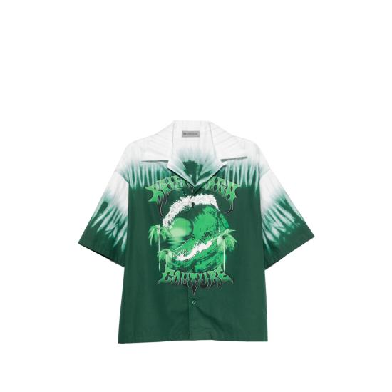 26FW 발렌시아가 반팔 셔츠 A001ZP TULD2 3048 GREEN WHITE