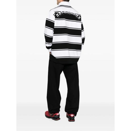 26FW 발렌시아가 롱 슬리브 폴로 티셔츠 A00189 TUVW7 1070 WHITE BLACK - BALENCIAGA
