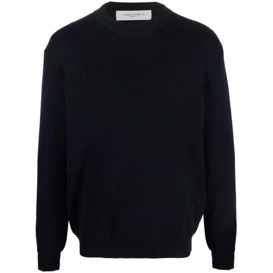 26FW 골든구스 로고 코튼 라운드넥 스웨터 GMP00841 P000662 50486 BLUE - GOLDEN GOOSE