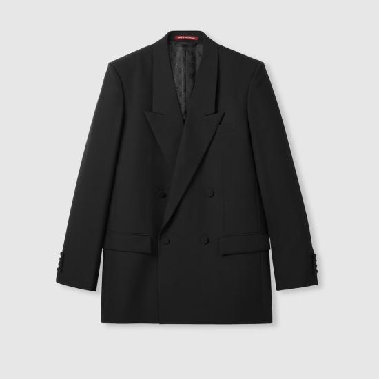 25FW 구찌 더블 브래스트 테크니컬 파나마 자켓 849881Z7AYA1000 Black