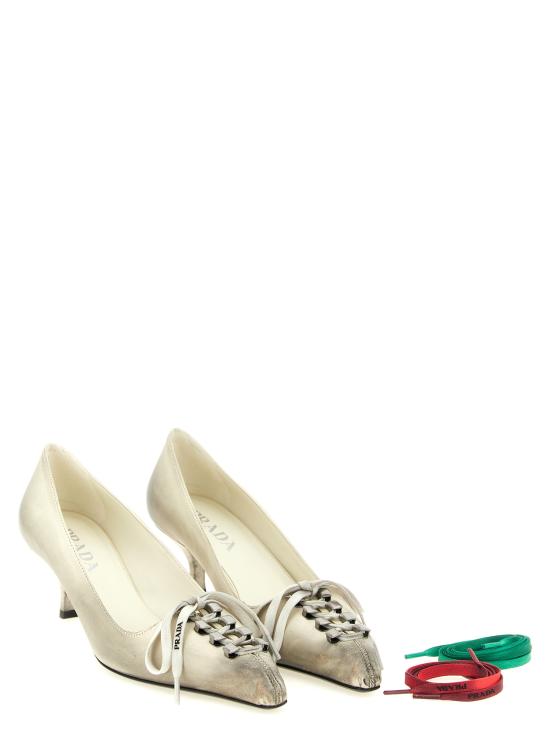 26FW 프라다 앤틱 레더 펌프스 1I612OFA055V69F0K74 White - PRADA