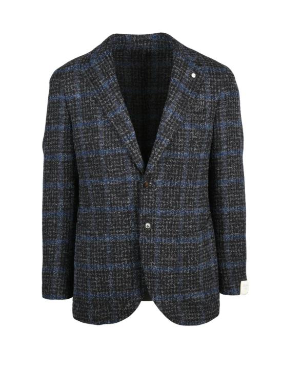 25FW 엘비엠 수트 자켓 체크무늬가 있는 울과 폴리아미드 혼방 소재의 라운드 재킷