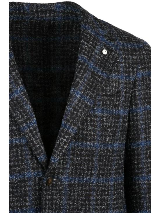 25FW 엘비엠 수트 자켓 체크무늬가 있는 울과 폴리아미드 혼방 소재의 라운드 재킷 - L.B.M.
