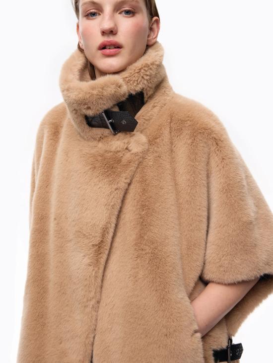 26FW 핑코 무스탕 Ecofur Aspen con Collo Alto Toupe의 카파 - PINKO