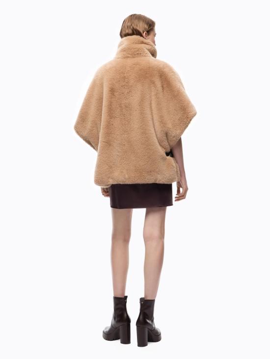 26FW 핑코 무스탕 Ecofur Aspen con Collo Alto Toupe의 카파 - PINKO