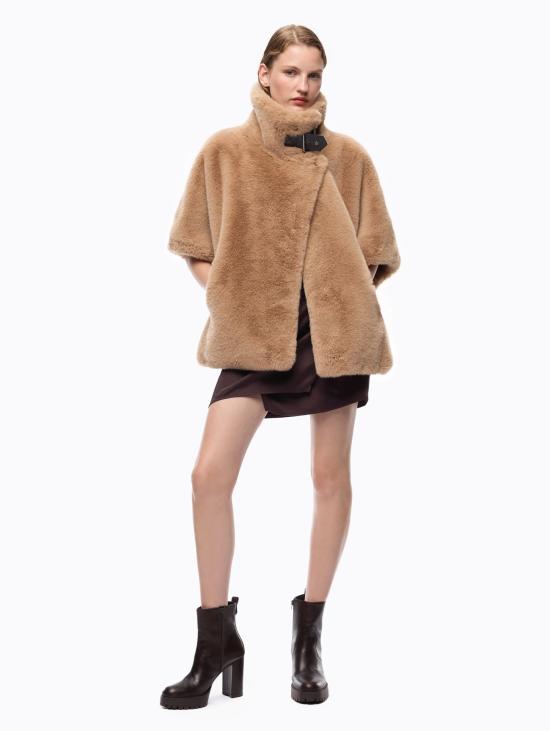26FW 핑코 무스탕 Ecofur Aspen con Collo Alto Toupe의 카파 - PINKO