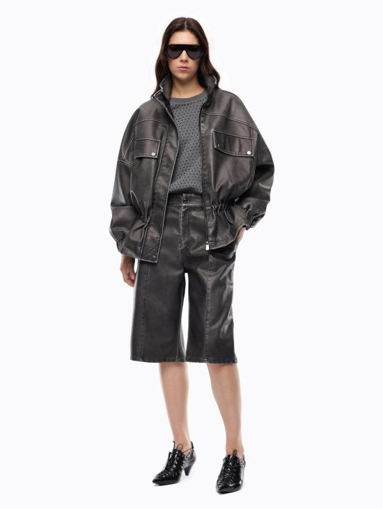 26FW 핑코 자켓 에코 펠레 에페토 빈티지 그리지오 코르보를 입은 지아카 - PINKO