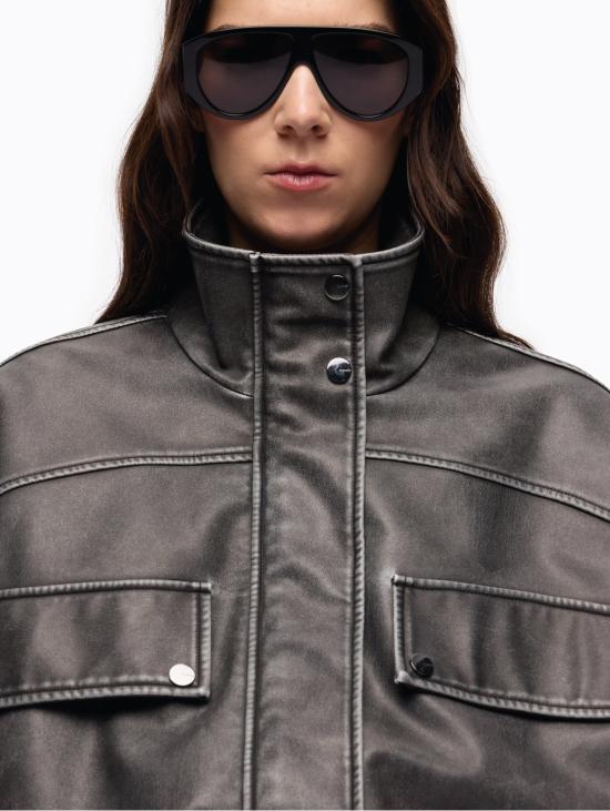 26FW 핑코 자켓 에코 펠레 에페토 빈티지 그리지오 코르보를 입은 지아카 - PINKO