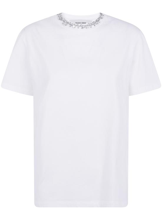 26FW 골든구스 카보숑 크리스탈 티셔츠 GWP01220 P000673 10363 099 10363 VINTAGE WHITE