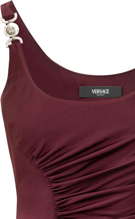 26SS 베르사체 미디 원피스 10226061A124971RD90SS26 MAROON - VERSACE