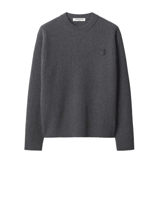 26FW 메종키츠네 폭스 헤드 울 립드 스웨터 PM00811KT1149 P190 ANTHRACITE