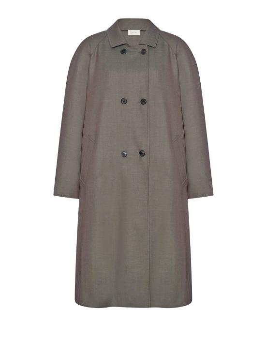26FW 더로우 엠마 울 개버딘 코트 R000247 W4751 GEB GREEN BROWN