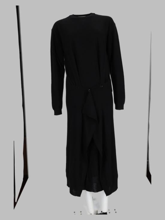 26FW 르메르 버튼 메리노 울 드레스 버튼 메리노 울 드레스 DR1180 LK1063BK999 BLACK