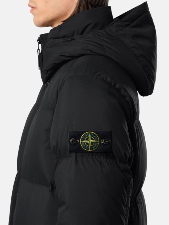 26FW 스톤 아일랜드 매트 립스탑 코듀라 어드밴스드 패브릭스 디테처블 후드 티어-레지스턴트 다운 숏패딩 L2S154100013S0483 V0029 BLACK - STONE ISLAND
