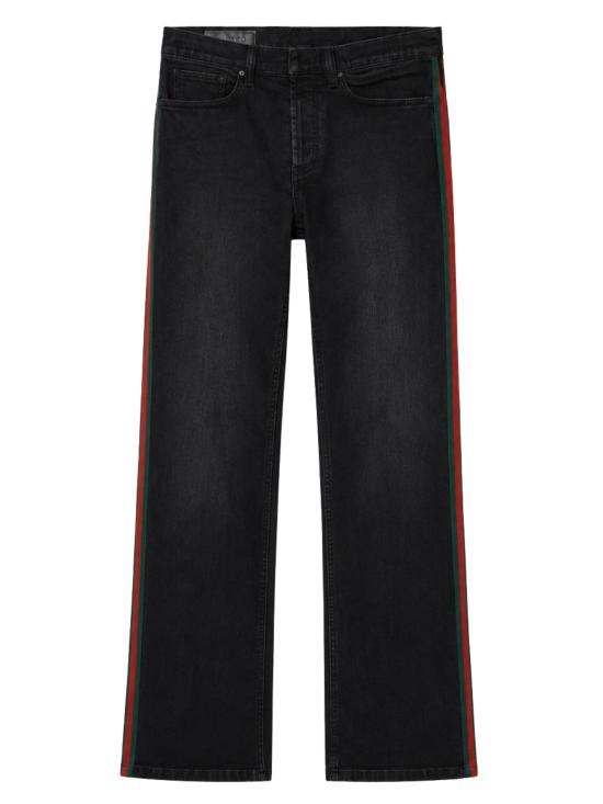 26FW 구찌 웹 디테일 코튼 데님 팬츠 875555 XDDID1000 BLACK