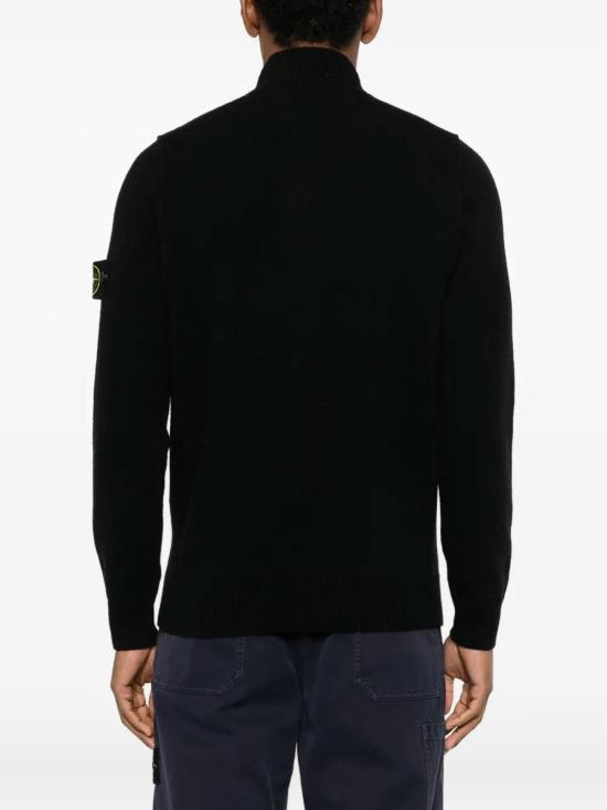26FW 스톤 아일랜드 로고 패치 하이넥 버튼 울 스웨터 L2S155100040S00A3V0029 BLACK - STONE ISLAND