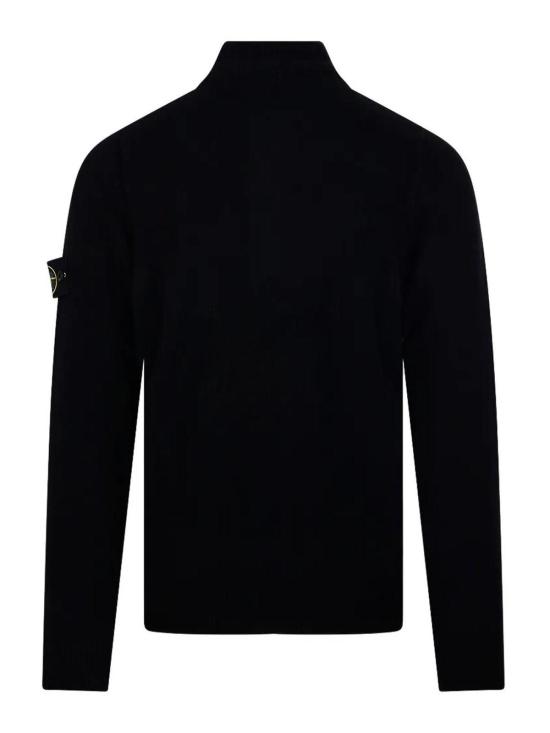 26FW 스톤 아일랜드 로고 패치 하이넥 버튼 울 스웨터 L2S155100040S00A3V0029 BLACK - STONE ISLAND