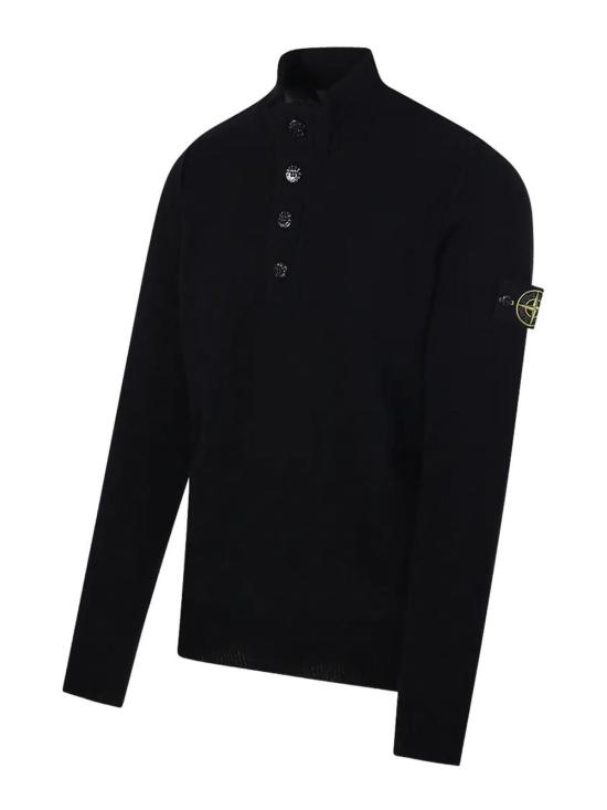 26FW 스톤 아일랜드 로고 패치 하이넥 버튼 울 스웨터 L2S155100040S00A3V0029 BLACK - STONE ISLAND