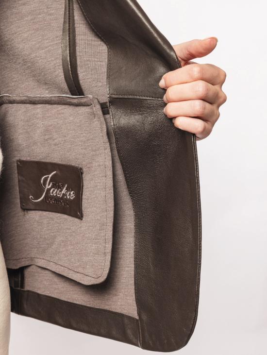 26FW 더 재키 레더스 가죽 자켓 Pelle con Chiusura ad un Bottone Marrone 블레이저 - THE JACKIE LEATHERS
