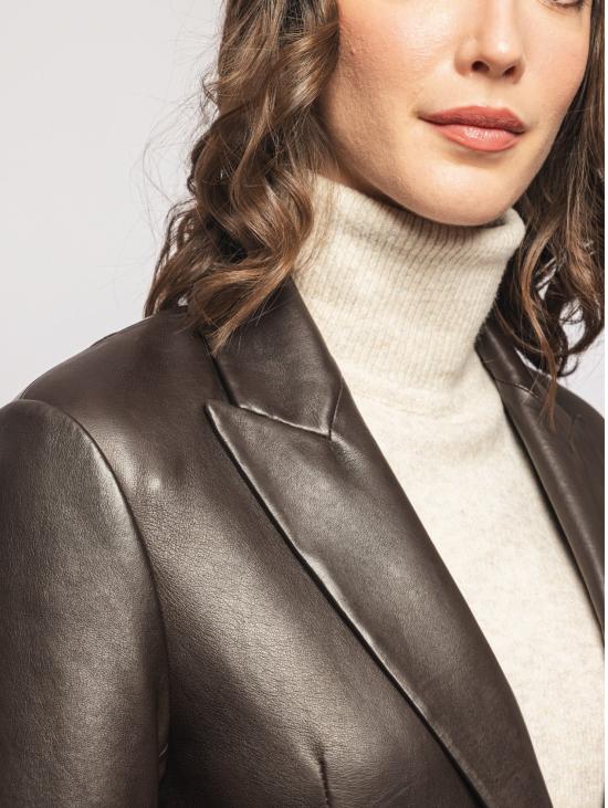 26FW 더 재키 레더스 가죽 자켓 Pelle con Chiusura ad un Bottone Marrone 블레이저 - THE JACKIE LEATHERS
