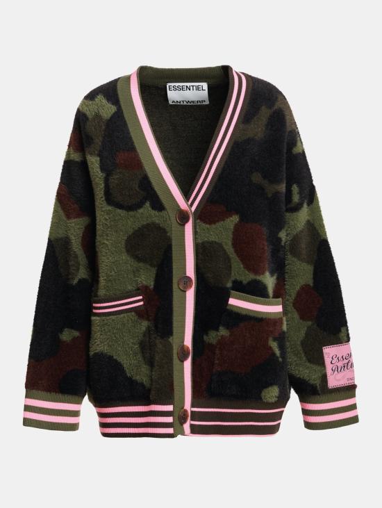 26FW 에센셜앤트워프 가디건 Maglia Camouflage Verde 소재의 카디건 오버 - ESSENTIEL ANTWERP