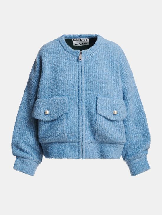 26FW 에센셜앤트워프 자켓 Maglia Bouclè con Pelliccia Removibile Azzurro의 폭격기 - ESSENTIEL ANTWERP